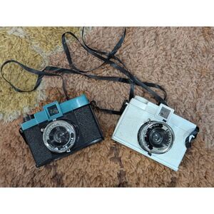 Lomography Diana F+ Camera White and Black and Teal. 2x Camera Lot